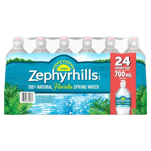 Zephyrhills Natural Spring Water 24-700ml Sport Bottles With Flip Cap