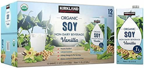 Kirkland Signature Organic Non-dairy Vanilla Soy Beverage Cartons: 12 Ct. (32 Fl. Oz)