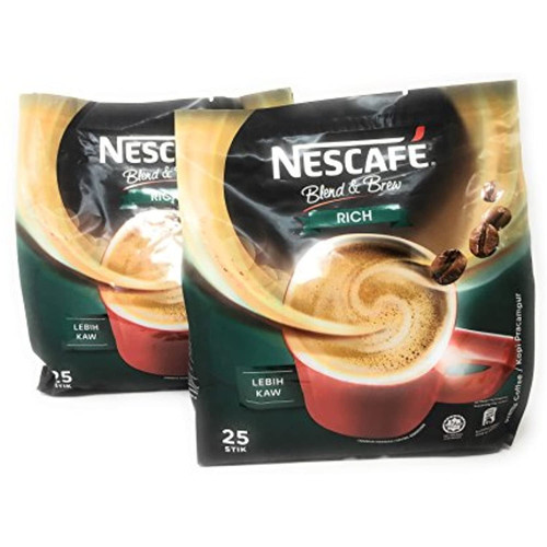 2 Packs Nescafe 3 In 1 Stronger Taste Than Original Nescafe 3 In 1 Rich Instant Coffee Lebih Kaw Premix Coffee Serve In Cold Or Hot 25 Sticks/25 Serving