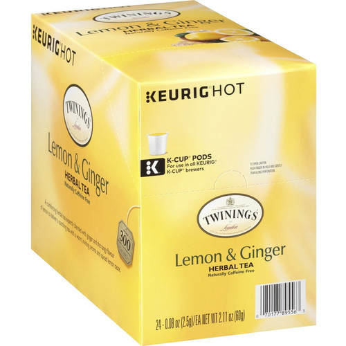 Twinings Lemon & Ginger Herbal Tea K-cup - 24 Cup - 24 / Box | Bundle Of 5 Boxes
