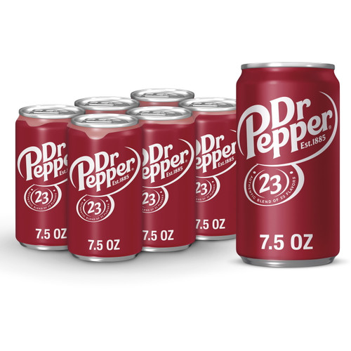 Dr Pepper Soda 7.5oz Mini Cans, Quantity Of 18