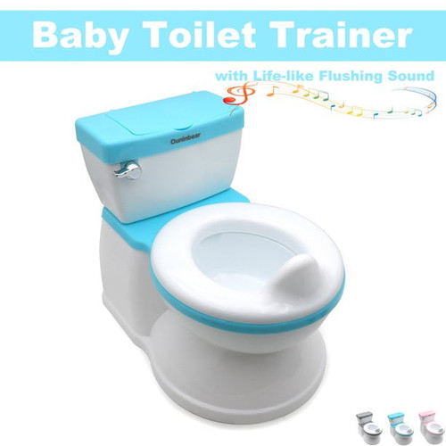 Httmt- Blue Training Toilet Seat Chair For Baby Toddler Kid Boys Kids & Girls With Life-like Flushing Sounds (side Push Flushing) [p/n: Et-baby006-blue]