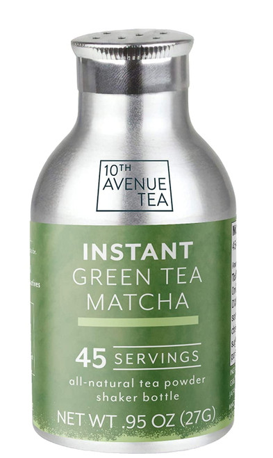 10th Avenue Tea Instant Green Tea Matcha Powder (45 Servings) | Serve Iced Or Hot, Lattes, Drink Recipes, Water Enhancer | Antioxidants, Natural Energy, Sugar-free