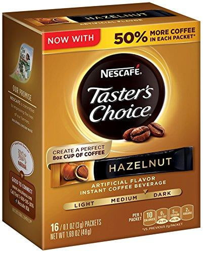 Nescafe Taster's Choice Instant Coffee Beverage, Hazelnut,16 - 0.1 Oz Packets(pack Of 8)