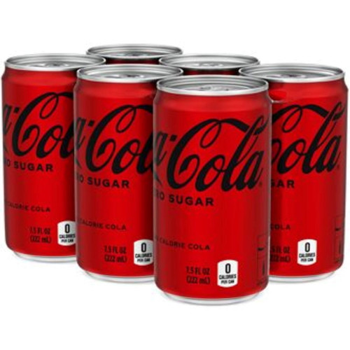 Coca-cola Zero Sugar Soda 7.5oz Mini Cans, Quantity Of 12