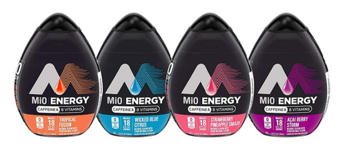 Mio Energy Variety Pack, 1 Tropical Fusion, 1 Wicked Blue Citrus, 1 Acai Berry Storm, 1 Strawberry Pineapple Smash, 4 Ct.