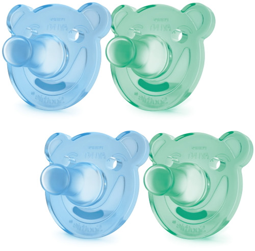 Philips Avent Soothie Shapes Pacifier, Green/blue, 0-3 Months, 4 Pack