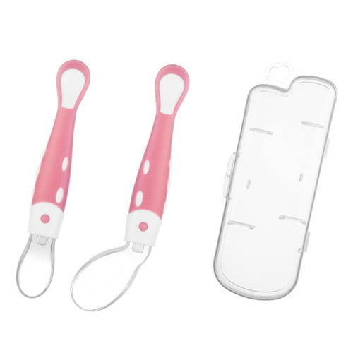 Opolski Flexible 1 Set Bite Resistant Feeding Spoon Easy Use Silicone Flexible Safe Infant Training Scoop For Home