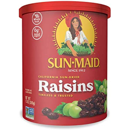 Sun-maid Natural California Sun Dried Raisins Snack | 13 Ounce Can | Whole Natural Dried Fruit | No Sugar Added | Naturally Gluten Free | Non-gmo