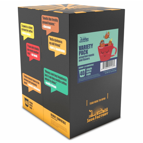 Java Factory Assorted Roasts And Flavors Coffee Pods, Keurig 2.0 K-cup Brewer Compatible, Variety Sampler, 40 Ct