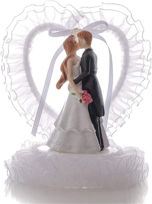 5.5'' Wedding Cake Toppers, Romantic Bride And Groom Cake Topper, Lace Wedding Toppers For Decorating Engagement Wedding Anniversary Holiday Party Dessert Cake