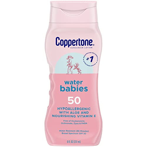 Coppertone Water Babies Sunscreen Lotion Spf 50, Pediatrician Recommended Baby Sunscreen, Water Resistant Sunscreen For Babies, 8 Fl Oz Bottle