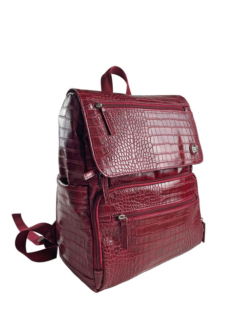Ipack Croc Backpack Diaper Bag With Adjustable Straps And Top Carry Handle, Maroon