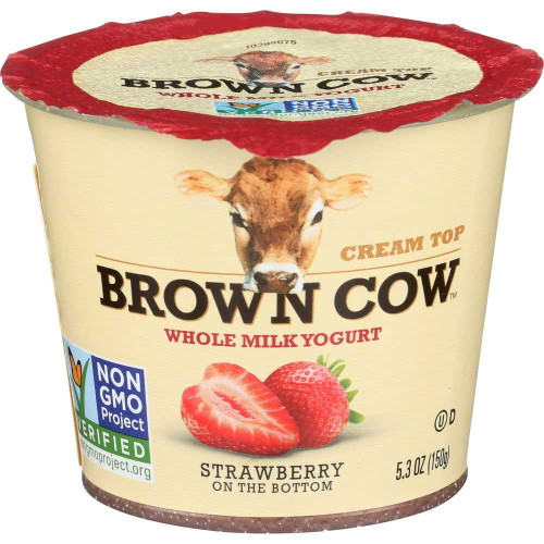 Brown Cow Strawberry Whole Milk Cream Top Yogurt, 5.3 Ounce -- 12 Per Case.