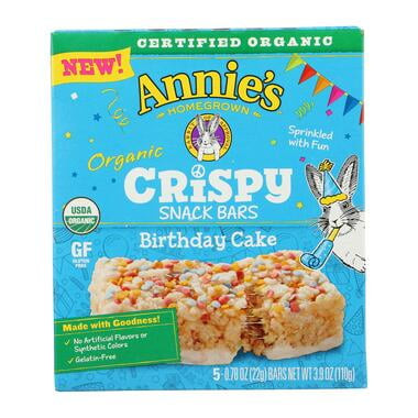 (8 Pack)annie's Homegrown - Crispy Snack Bars Birthday Cake, 3.9 Oz.