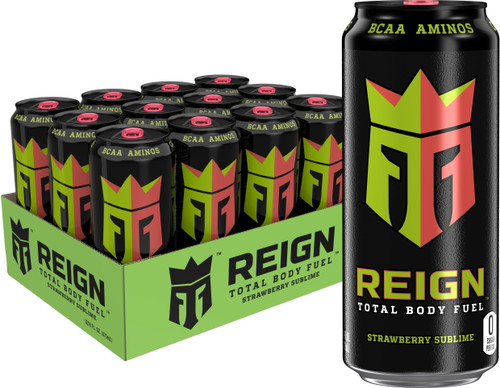 (12 Cans) Reign Total Body Fuel Energy Drink, Strawberry Sublime, 16 Fl Oz