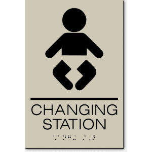 Changing Station Sign-taupe / Black (3 Units)