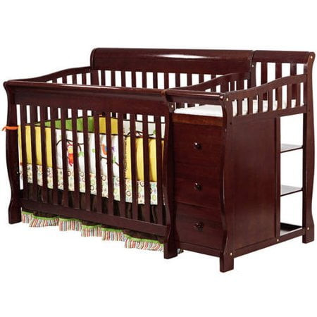 Dream On Me Brody 5-in-1 Convertible Crib With Changer, Cherry