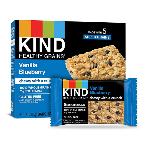 Kind Healthy Grains Granola Bars Gluten Free Vanilla Blueberry -- 5 Bars Pack Of 4