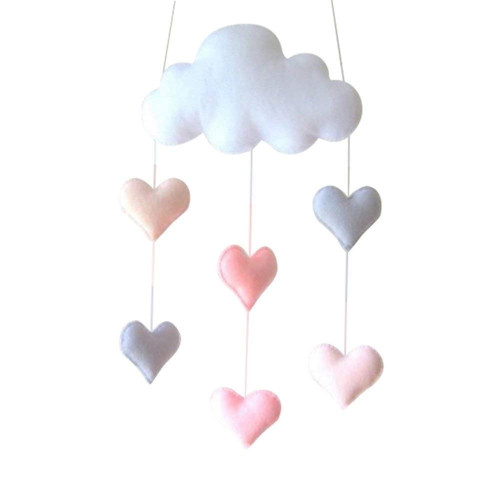Hanging Pendant Mobile Baby Children Bedroom Felt Cloud Loving Heart Ceiling