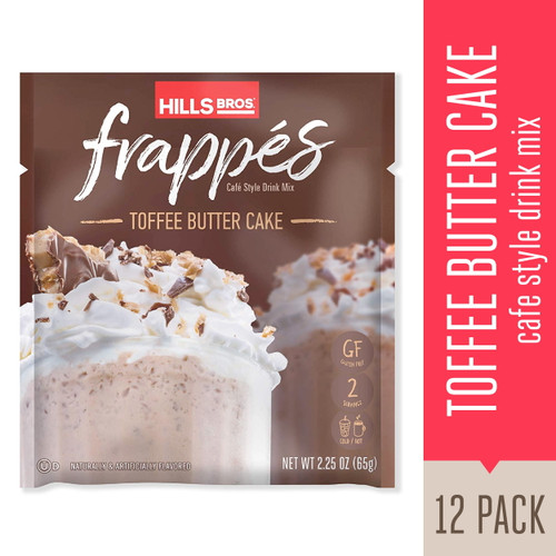 Hills Bros Frappés Toffee Butter Cake Instant Coffee Packets, 2.3 Oz - 12 Pack