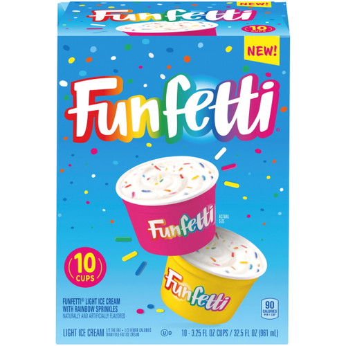 Funfetti Light Ice Cream With Rainbow Sprinkles Cups, 10 Pack