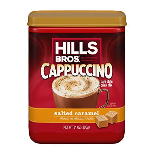 Hills Bros Instant Salted Caramel Cappuccino Mix, Easy To Use And Convenient, Enjoy Coffeehouse Flavor From Home, 14 Oz