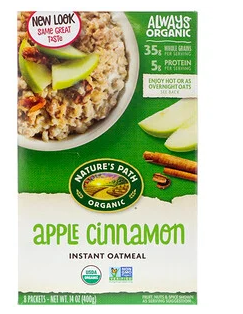 Nature's Path, Organic Hot Oatmeal, Apple Cinnamon, 8 Packets,14 Oz (400 G)(pack Of 1)