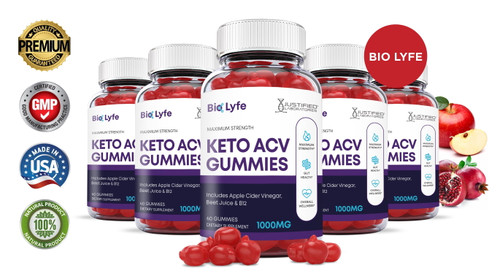 (5 Pack) Bio Lyfe Keto Acv Gummies 1000mg Acv Biolyfe Biolife With Pomegranate Juice Beet Root B12 300 Gummys