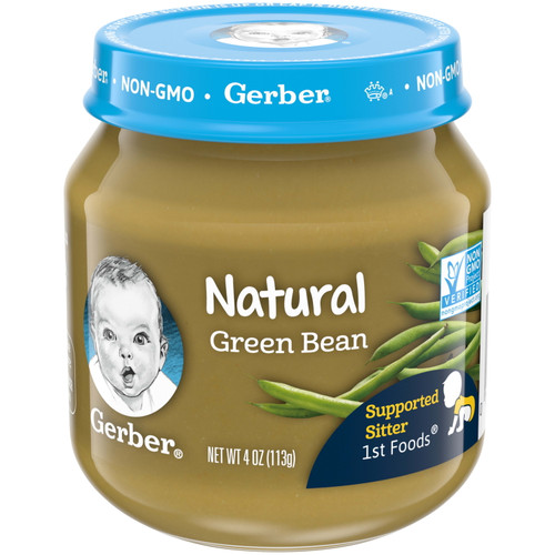 Gerber 1st Foods Natural For Baby Baby Food, Green Bean, 4 Oz Jar (10 Pack)