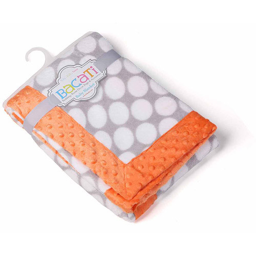 Bacati - Grey Dots Center With Solid Border 30 X 40 Inches Plush Blanket , Orange/grey