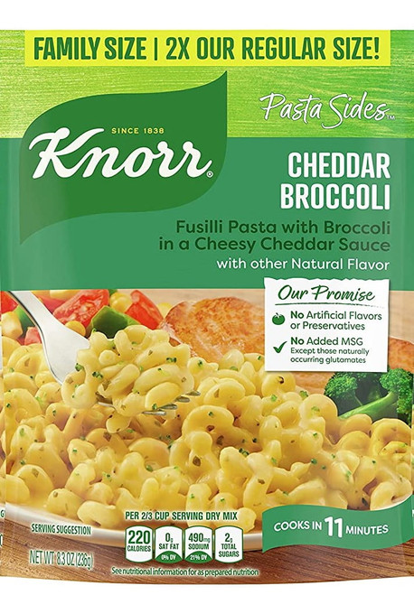 Knorr Pasta Sides For A Tasty Pasta Side Dish Cheddar Broccoli Family Pack No Artificial Flavors Or Preservatives 8.6 Oz, 1 Count