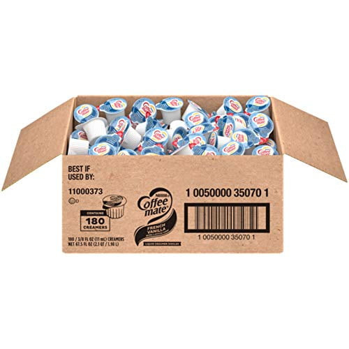 Nestle Coffee Mate Coffee Creamer, French Vanilla, Liquid Creamer Singles, Non Dairy, No Refrigeration, Box Of 180 Singles