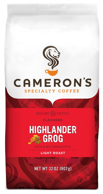 Cameron's Coffee Flavored Highlander Grog Ground Coffee, Light Roast, 32 Oz