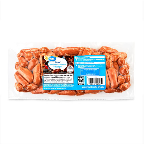 Great Value Beef Smoked Cocktail Sausages, 24 Oz