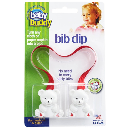 Baby Buddy Unisex Baby Bib Clip Turns Any Cloth, Towel, Or Paper Napkin Into Instant Disposable Bibs Good For Travel, Red 1pk