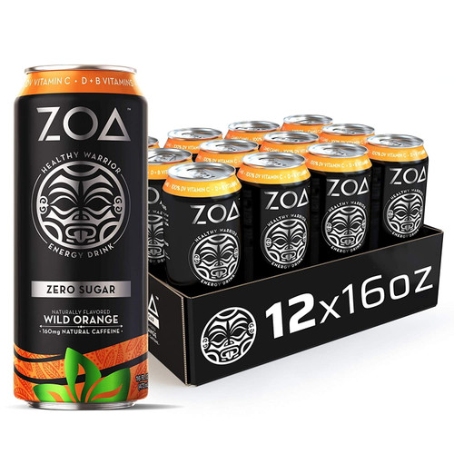 Zoa Zero Sugar Energy Drink - Wild Orange 16 Fl. Oz. (pack Of 12) - Supports Healthy Immunity, Focus, Hydration, Body & Energy - 100% Dv Vitamins C, B6 & B12