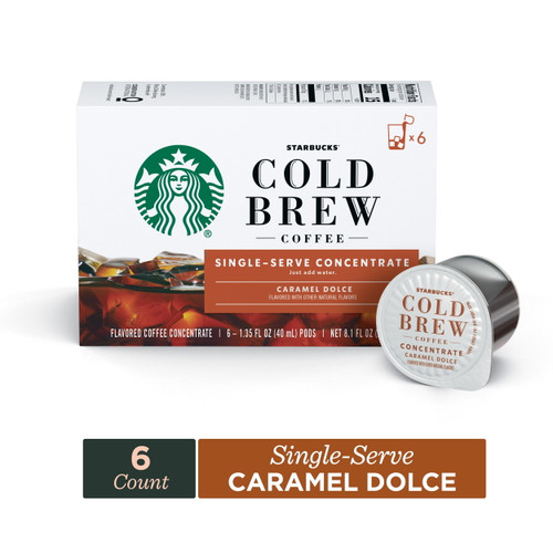 Starbucks Caramel Dolce Flavored Cold Brew Coffee, Single-serve Concentrate Pods, 6 Ct