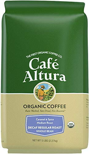 Cafe Altura Whole Bean Organic Coffee, Decaf Regular Roast - Water Process (packaging May Vary)