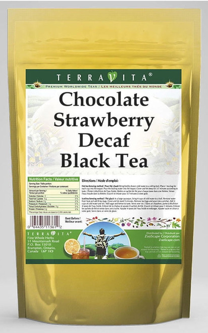 Terravita Chocolate Strawberry Decaf Black Tea, (chocolate Strawberry Decaf, Black Tea Bags, 25 Tea Bags, 1-pack, Zin: 539228)