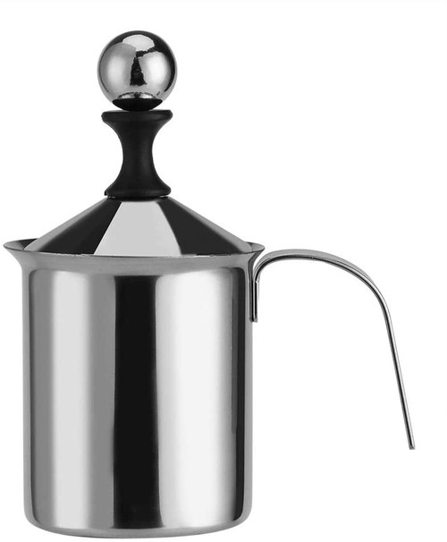 Milk Frother 400ml Home Stainless Steel Milk Frother Double Screen Manual Manual Design Milk Frother For Coffee Cappuccino Foamer Creamer