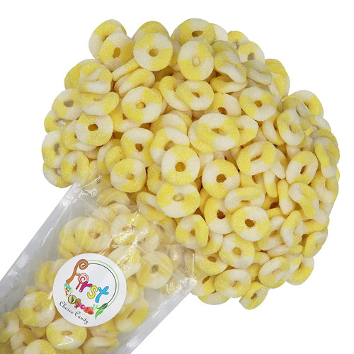 Firstchoicecandy Sour Gummiroos Mini Gummy Rings (sour Pineapple, 2 Pound)