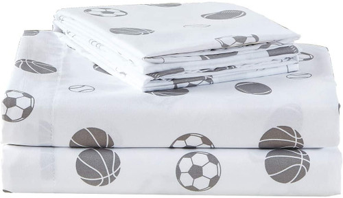 Chezmoi Collection 3-piece Kids Sports Baseball Basketball Soccer Football Microfiber Sheet Set