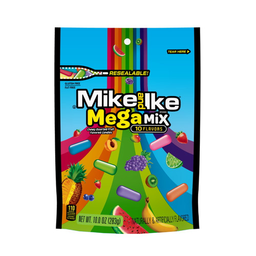 Mike And Ike Mega Mix Chewy Candy, 10 Ounce Stand Up Bag, 1 Count