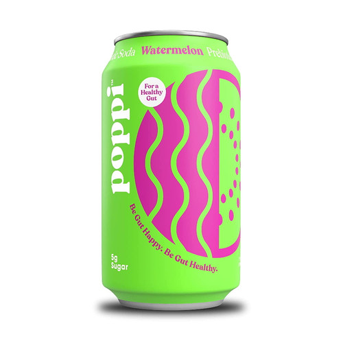 Poppi Sparkling Prebiotic Watermelon Soda W/ Gut Health & Immunity Benefits, Beverages Made With Apple Cider Vinegar, Seltzer Water & Fruit Juice, Low Calorie & Low Sugar Drinks, 12oz (12 Pack)