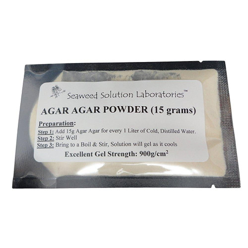 Agar Agar Powder - 15 Grams, Laboratory Grade, Excellent Gel Strength 900g/cm2