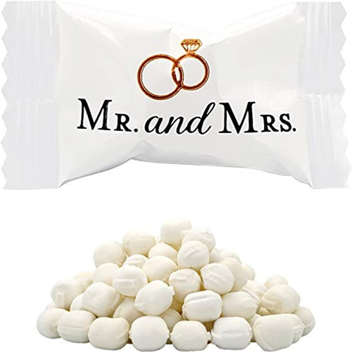 Mr. & Mrs. Wedding Buttermints, Mint Candies, After Dinner Mints, Butter Mint Candy, Fat-free, Individually Wrapped (55 Pieces)