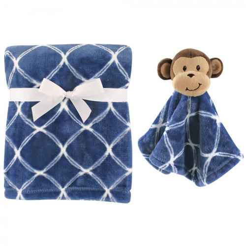 Hudson Baby Infant Boy Plush Blanket With Security Blanket, Monkey, One Size