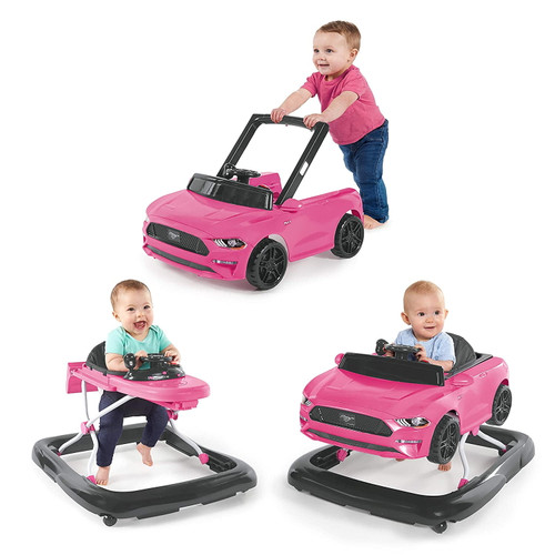 Hisevxus  Ford Mustang Ways To Play 4-in-1 Baby Activity Push Walker, Pink, Age 6 Months+