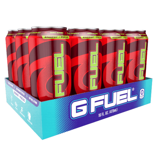 (12 Cans) G Fuel Sour Cherry, Sugar Free Energy Drink, 16 Fl Oz